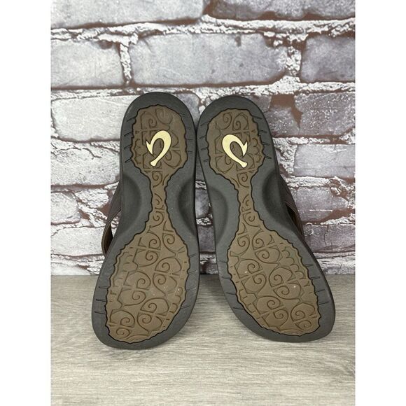Olukai Ohana Flip Flops Womens Size 9 Brown Thong Slip On Comfort Logo - Picture 10 of 16